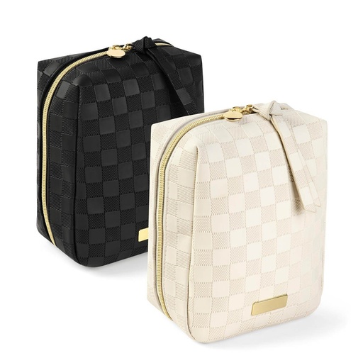 Cosmetiquera promocional de PVC 16 x 21 x 8 cm con placa metálica frontal – BT-BEL-0040