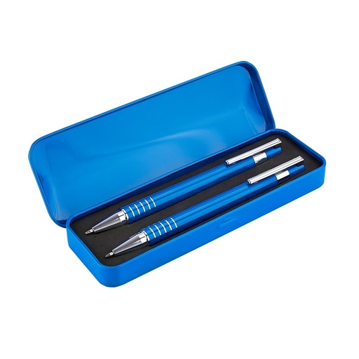 Set promocional de bolígrafo y lapicera de aluminio con estuche metálico – BT-BOF-0009