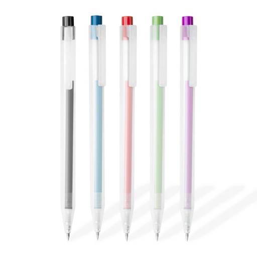 Bolígrafo promocional de plástico con tinta de gel y mecanismo pulsador – BT-BOP-0005