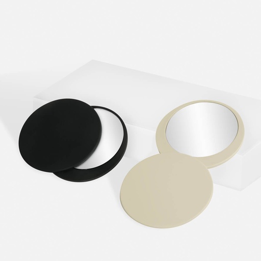 Espejo circular promocional de plástico y hule con tapa giratoria – BT-BEL-0059