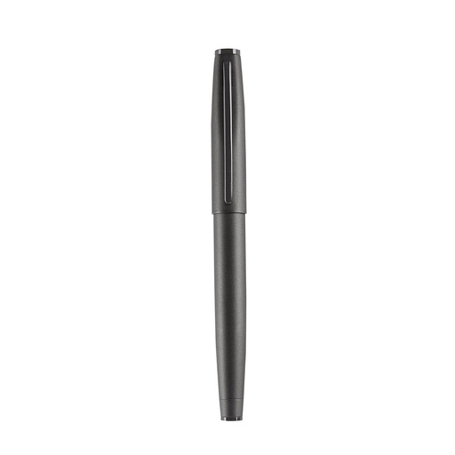 Bolígrafo promocional de acero inoxidable con tapón y punta roller ball – BT-BOM-0014
