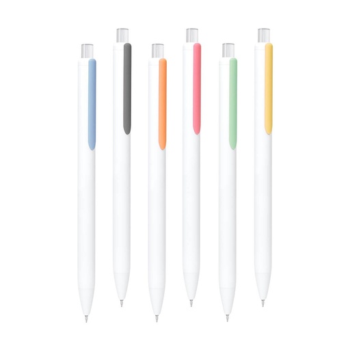 Bolígrafo promocional de plástico con tinta semigel y clip decorativo – BT-BOP-0036