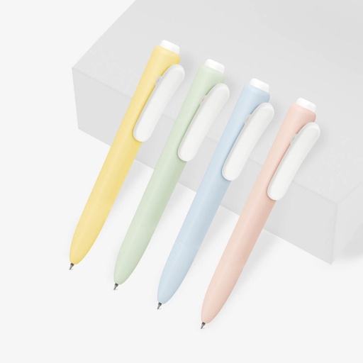 Bolígrafo promocional de plástico con clip tipo pinza y diseño redondeado – BT-BOP-0038