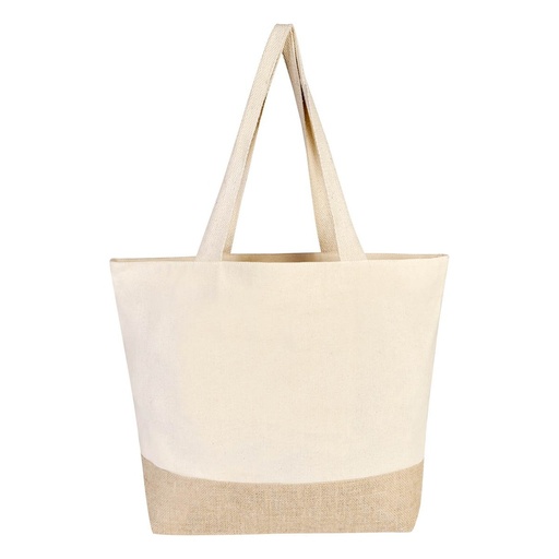 [BT-BOL-0027] Bolsa promocional de algodón y yute con asas y cierre – BT-BOL-0027