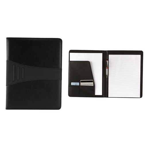 [BT-CAR-0009] Portafolio promocional de curpiel 24.6 x 31.6 cm con block de notas y compartimento para tarjetas – BT-CAR-0009