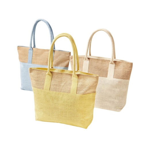 Bolsa promocional de yute y algodón de 47 x 36 x 12 cm con fuelle lateral – BT-BOL-0052
