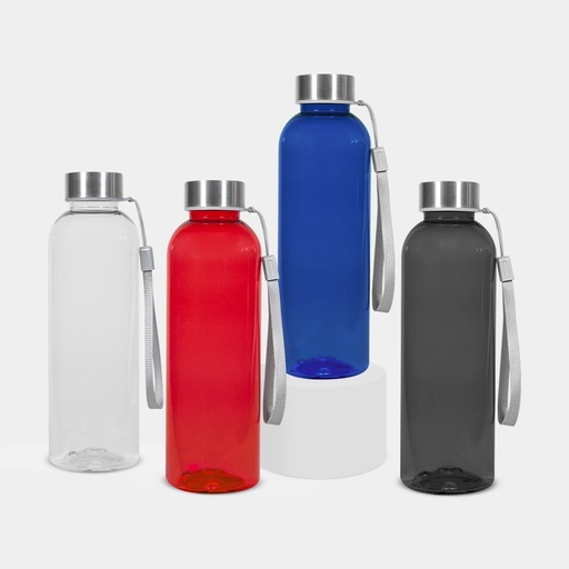 Cilindro promocional de plástico de 550 ml con tapa metálica y asa de tela – BT-CIP-0023