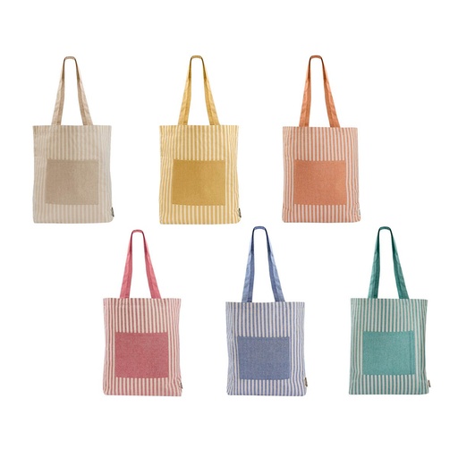 Bolsa promocional de algodón reciclado 38 x 42 cm con estampado de rayas – BT-BOL-0067