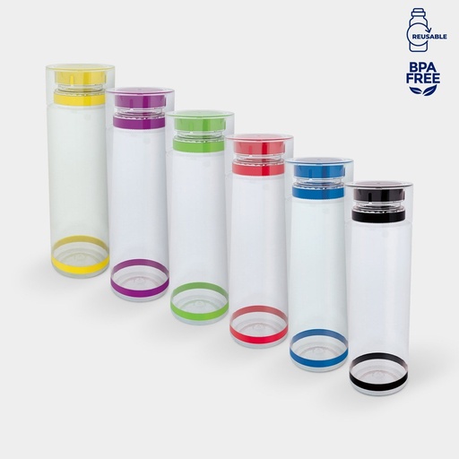 Cilindro promocional de PET y silicón 850 ml con bandas elásticas – BT-CIP-0017
