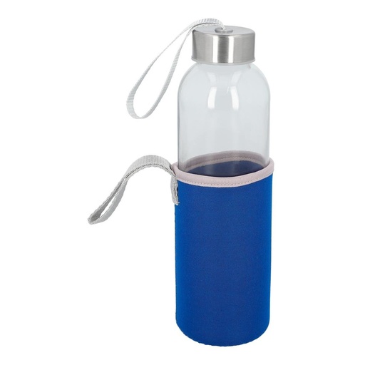 Cilindro promocional de vidrio de 500 ml con funda de neopreno y tapa metálica de rosca – BT-CIV-0007