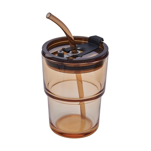Vaso promocional de vidrio 450 ml con sistema push y popote incluido – BT-CIV-0008