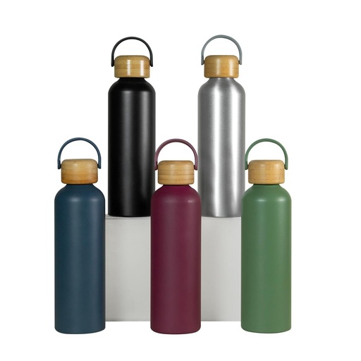 Cilindro promocional de aluminio 700 ml con tapa de bambú – BT-CIM-0008