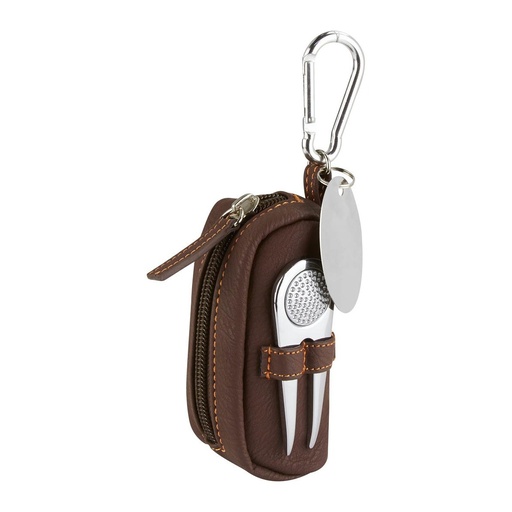 [BT-DEP-0011] Set de golf promocional de curpiel con placa metálica para grabado láser – BT-DEP-0011