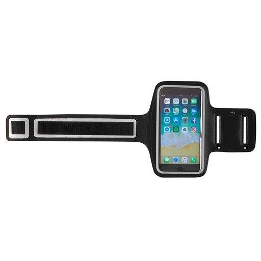 [BT-DEP-0022] Banda porta celular promocional de poliéster 45 x 17 cm con mica táctil transparente – BT-DEP-0022