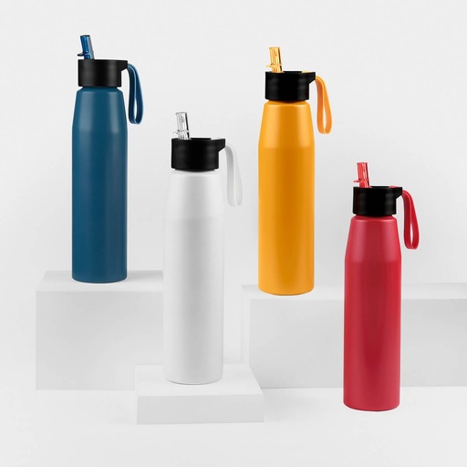 Cilindro promocional de aluminio 700 ml con boquilla plegable y asa de silicón – BT-CIM-0017