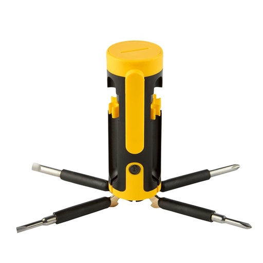 [BT-HER-0012] Destornillador promocional de plástico con 6 puntas y luz LED – BT-HER-0012