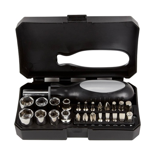 [BT-HER-0014] Kit multiusos promocional de plástico y acero con desarmador de 16 puntas y 8 dados – BT-HER-0014