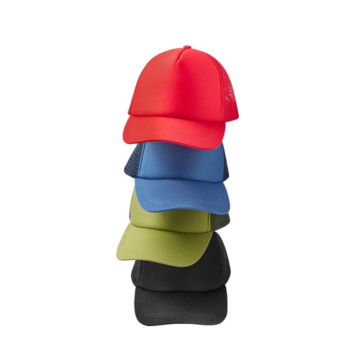 Gorra promocional de poliéster unitalla con malla posterior y broche ajustable – BT-GOS-0009