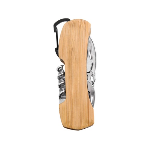[BT-HER-0043] Navaja de bolsillo promocional de metal y bambú con 8 accesorios – BT-HER-0043