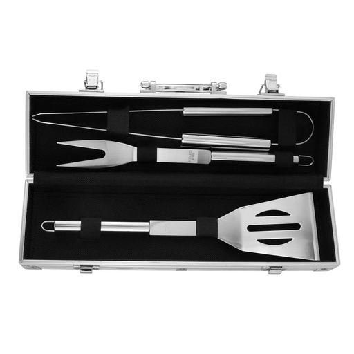 [BT-HOG-0002] Set promocional de utensilios para asar de acero inoxidable con estuche de aluminio – BT-HOG-0002