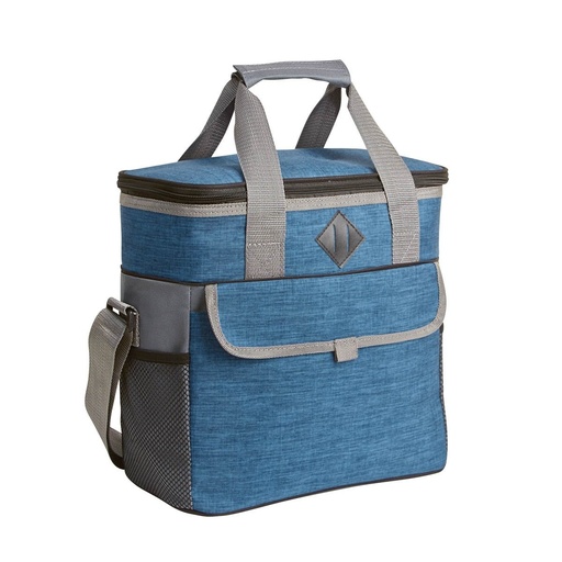 [BT-HIL-0024] Hielera promocional de poliéster 12 litros con bolsa frontal de velcro y asas de agarre – BT-HIL-0024