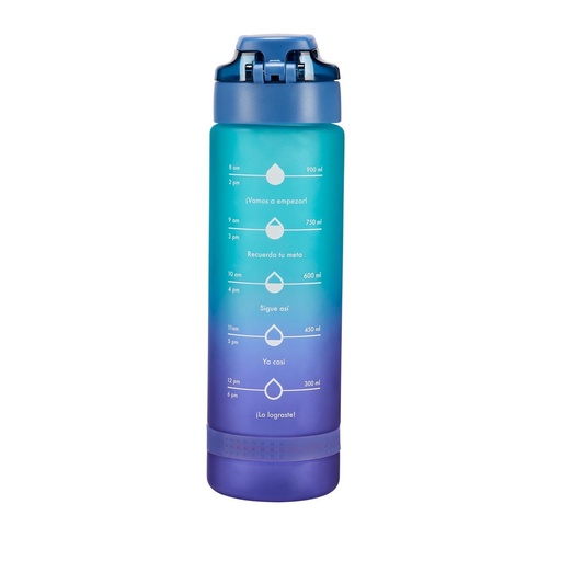 Cilindro promocional de plástico de 1,000 ml con boquilla y marcador de horas – BT-CIP-0032