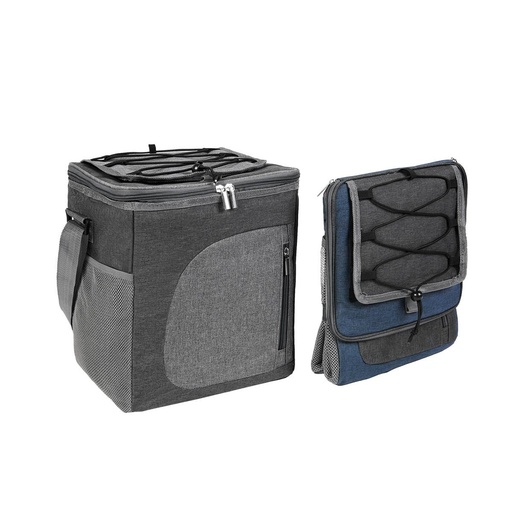 Lonchera promocional de poliéster para 16 latas con bolsillo lateral de malla – BT-HIL-0035