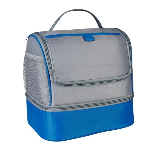 Lonchera promocional de poliéster para 9 latas con doble compartimento y bolsa lateral de red – BT-HIL-0043