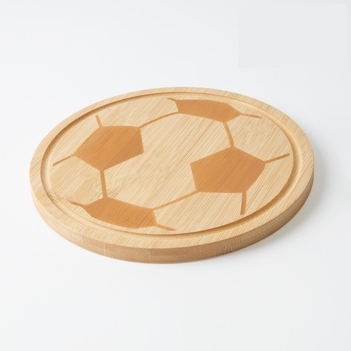 [BT-HOG-0067] Charola circular promocional de bambú con forma de balón y bisel antiderrames – BT-HOG-0067