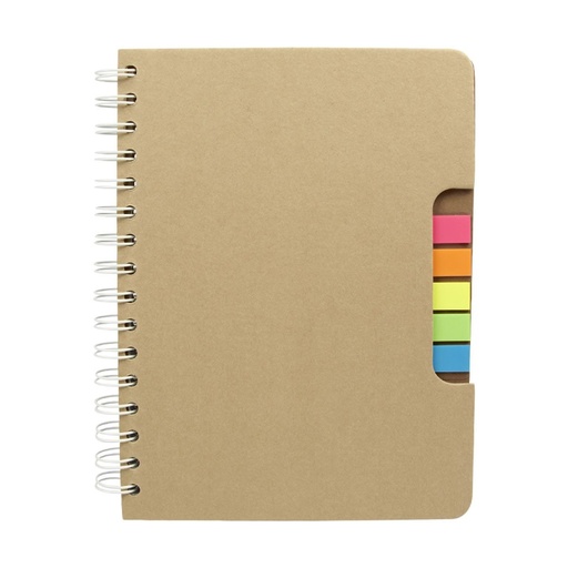 [BT-LIB-0010] Libreta promocional de cartón de 100 hojas con espiral metálico doble y bolígrafo ecológico – BT-LIB-0010