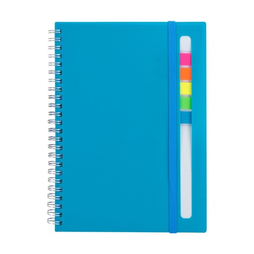 Libreta promocional de plástico 16 x 21.2 cm con 80 hojas y espiral metálico doble – BT-LIB-0002