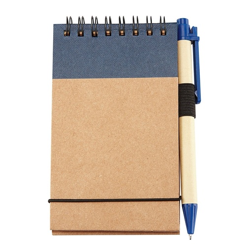 Libreta promocional de cartón y papel reciclado de 50 hojas con elástico de cierre – BT-LIB-0014