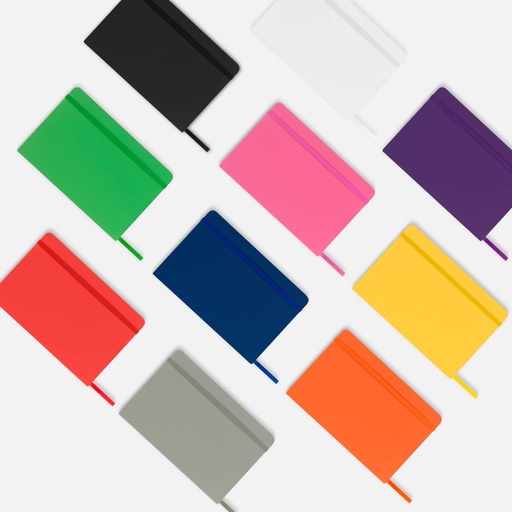 Libreta promocional de curpiel de 9.8 x 14.6 cm con separador y elástico de cierre – BT-LIB-0019