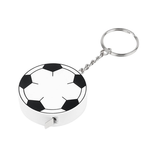 [BT-LLF-0030] Llavero promocional de plástico con cinta métrica de 1 m y diseño de balón de fútbol – BT-LLF-0030