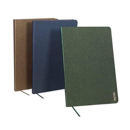 Libreta promocional de cartón 14 x 20.7 cm con canto rose gold y pasta metalizada – BT-LIB-0034