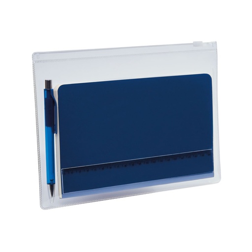Set de libreta promocional de curpiel 13 x 21 cm con bolígrafo y bolsa con cierre zip – BT-LIB-0063