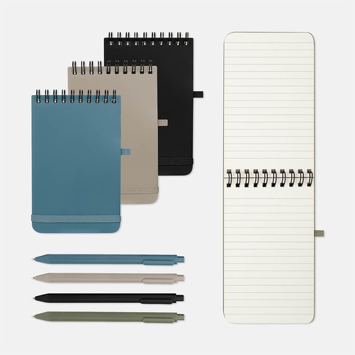 Libreta de bolsillo promocional de plástico 9 x 14 cm con espiral y bolígrafo incluido – BT-LIB-0078