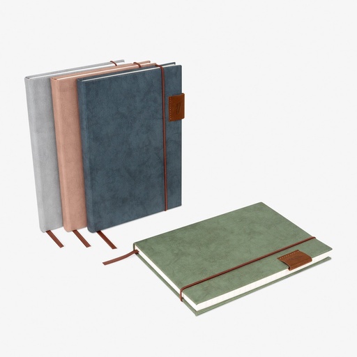 Libreta promocional de curpiel 14.5 x 21 cm con cierre elástico y banda para bolígrafo – BT-LIB-0079