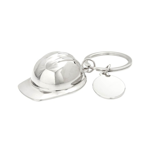 [BT-LLM-0039] Llavero promocional metálico con diseño de casco y placa para grabado – BT-LLM-0039