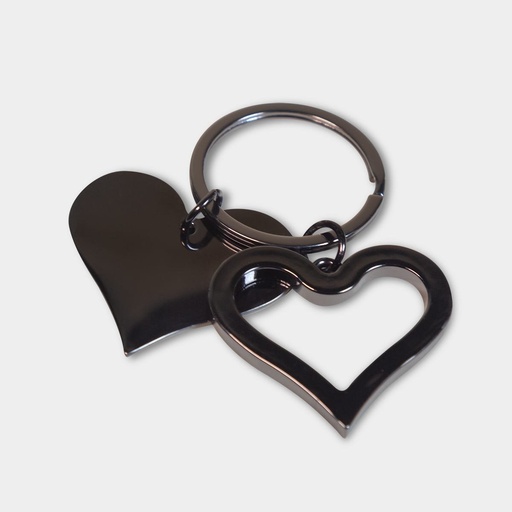 [BT-LLM-0040] Llavero promocional metálico en forma de corazón con placa para grabado – BT-LLM-0040