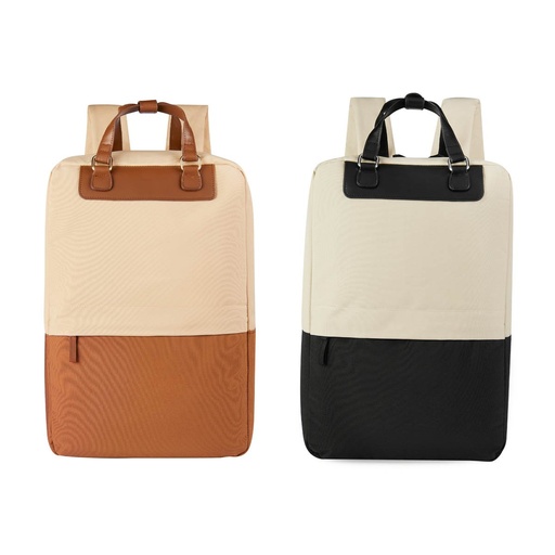 Mochila promocional de poliéster y curpiel de 29 x 42 x 10 cm con compartimento para laptop
