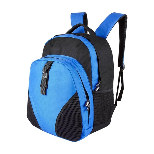 Mochila promocional de poliéster con organizador de documentos y bolsas laterales de red – BT-MOC-0001