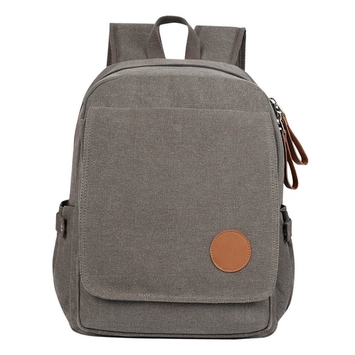 Mochila promocional de canvas con compartimento para laptop de 14 pulgadas y bolsas laterales – BT-MOC-0009