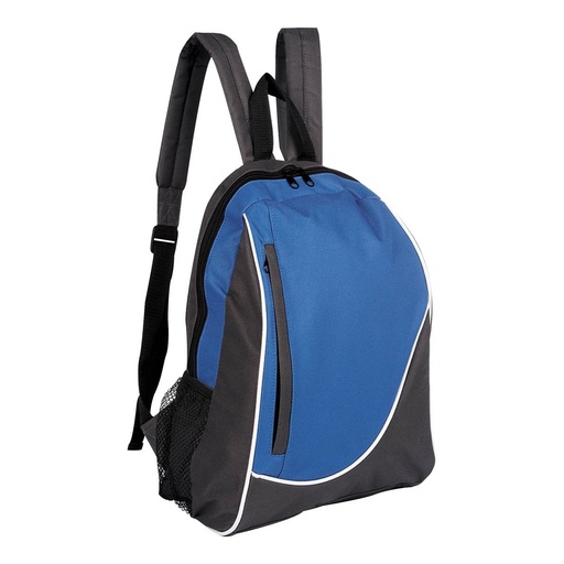 Mochila promocional de poliéster con bolsillo lateral de red y tirantes ajustables – BT-MOC-0012