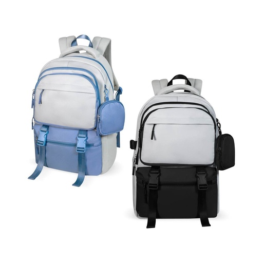 Mochila promocional de poliéster con monedero desmontable y bolsillo de seguridad – BT-MOC-0047