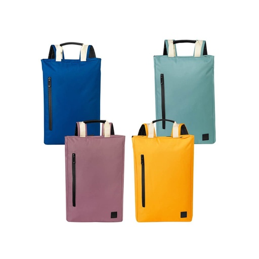 Mochila promocional de poliéster con compartimento para laptop de 14 pulgadas y asas de curpiel – BT-MOC-0049