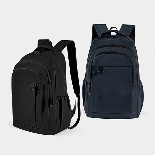 Mochila promocional de poliéster con compartimento para laptop y bolsillos frontales – BT-MOC-0070
