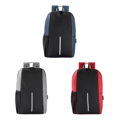 Mochila promocional de poliéster con salida USB y compartimento para laptop – BT-MOC-0081