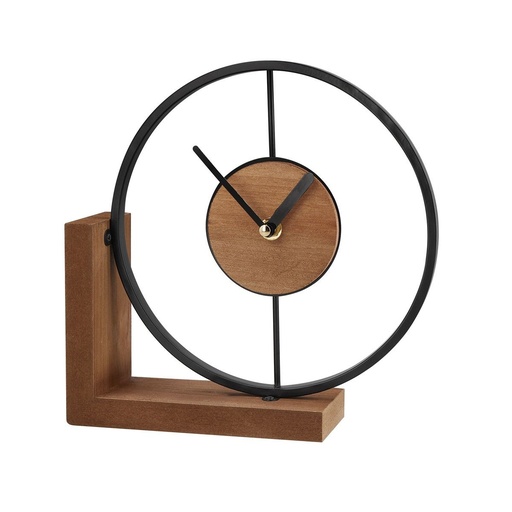 [BT-REL-0004] Reloj de mesa promocional de madera y metal con diseño industrial – BT-REL-0004