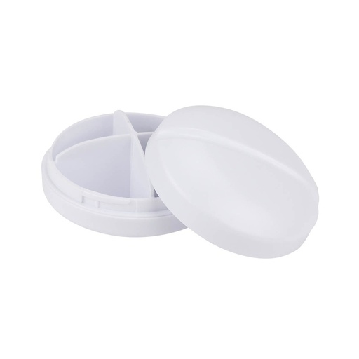 [BT-SAL-0002] Organizador de pastillas promocional de plástico 6.4 cm de diámetro con 4 compartimentos – BT-SAL-0002